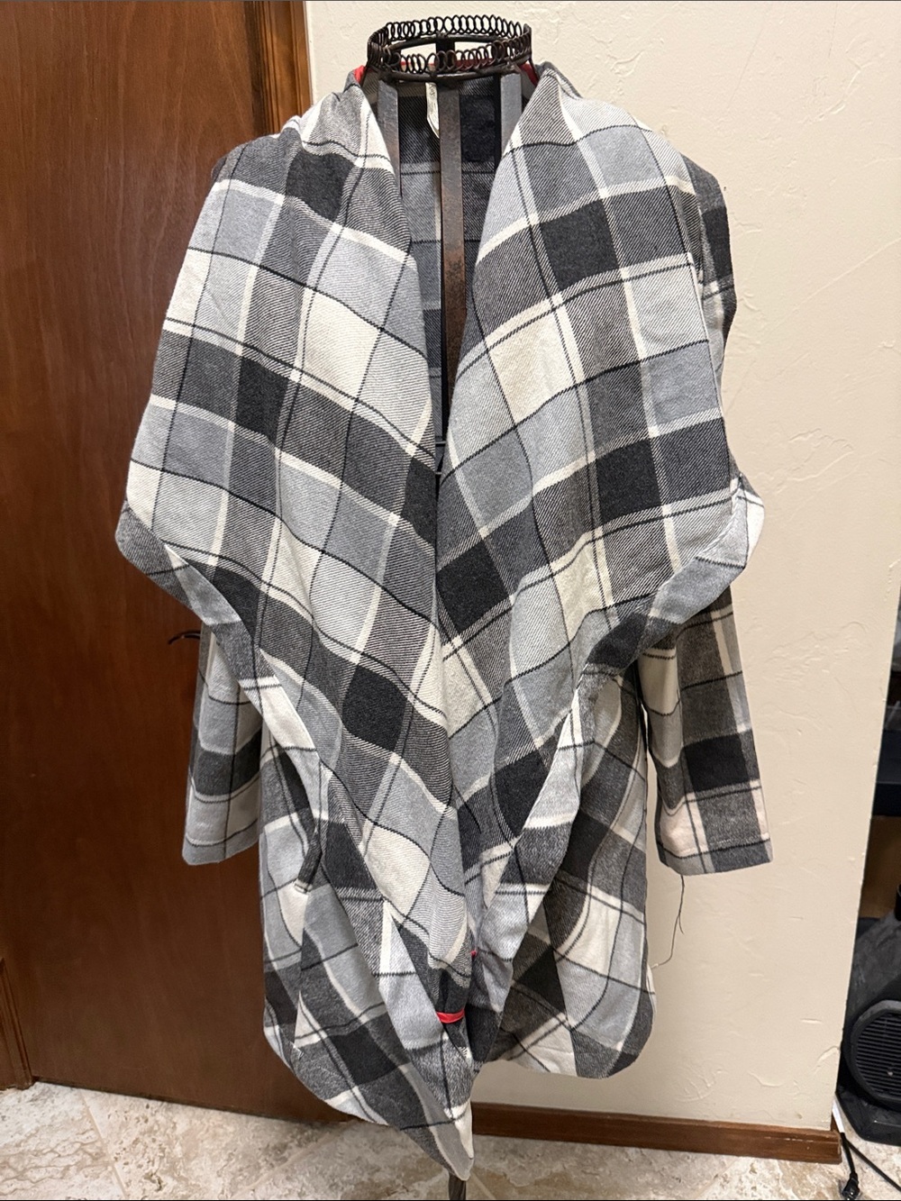 Matilda Jane Black and White Plaid Draped Jacket